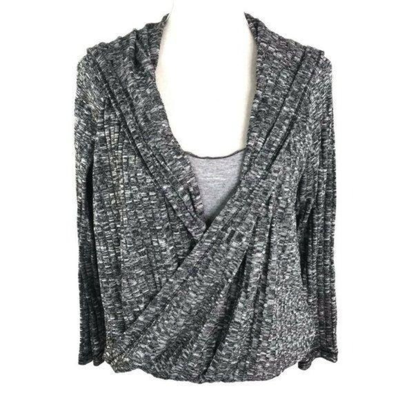 Juicy Couture Sweaters - Juicy Couture Gray Hooded Faux Wrap Sweater